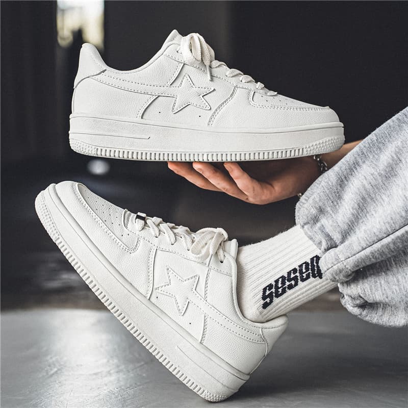 Zapatillas Casual Blancas de Suela Gruesa para Hombre