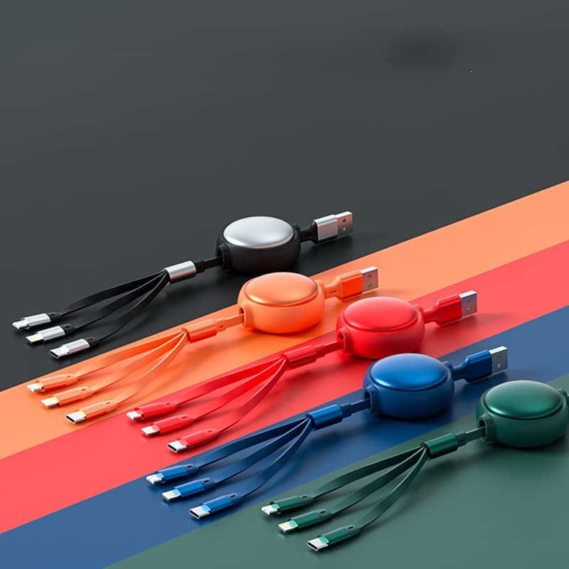 Cable USB 3 en 1 Retráctil - Micro USB y Type-C