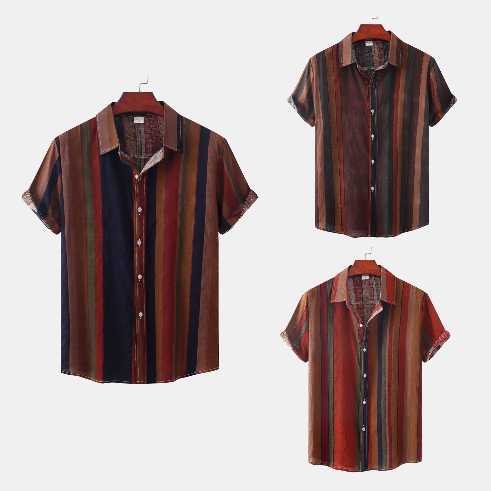 Camisa Casual Retro de Hombre con Estampado Verano