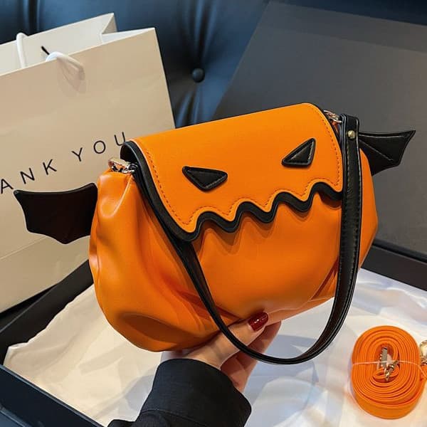 Bolso Bandolera Halloween Calabaza Divertida Con Alas