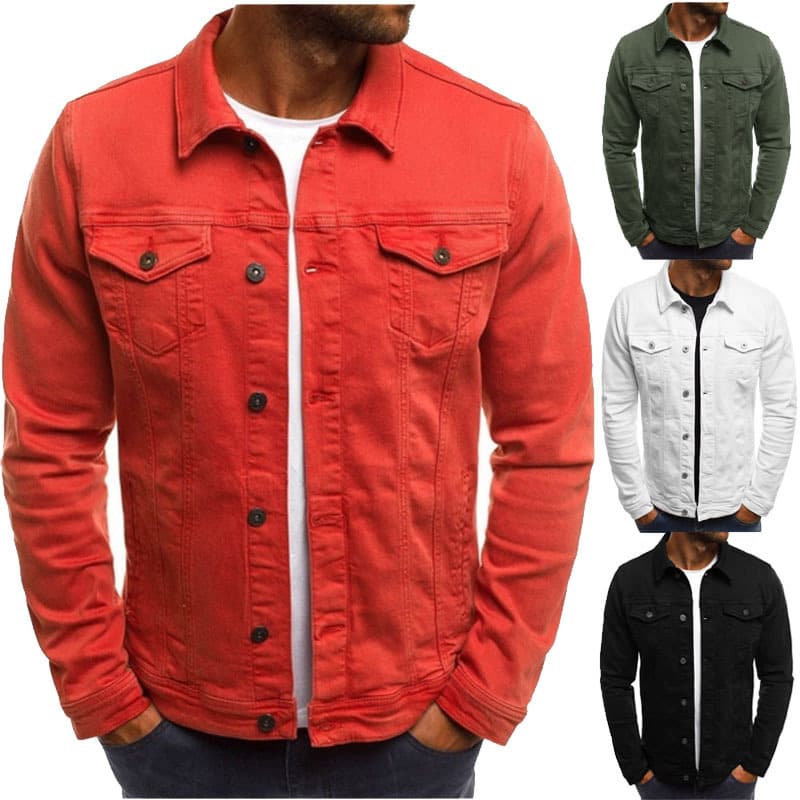 Chaqueta Denim Casual Hombre con Botones