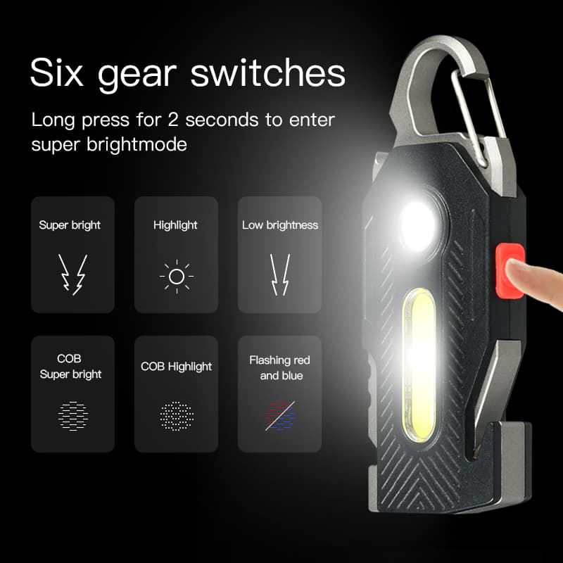 Linterna LED Multifunción COB con Carga USB y Llavero