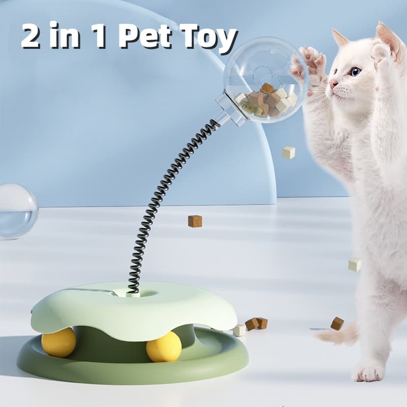 Juguete Interactivo 2 en 1 para Gatos con Bola de Resorte