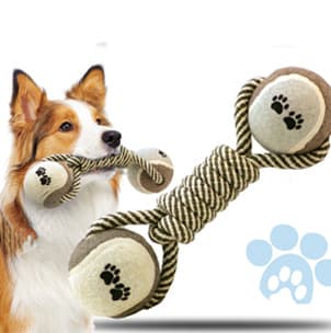 Juguete para Perros 3 en 1: Pesa, Cuerda y Pelota Tenis