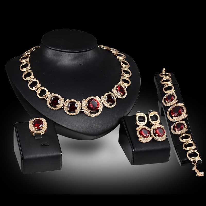Conjunto de Joyería Nupcial con Cristales de Circonita