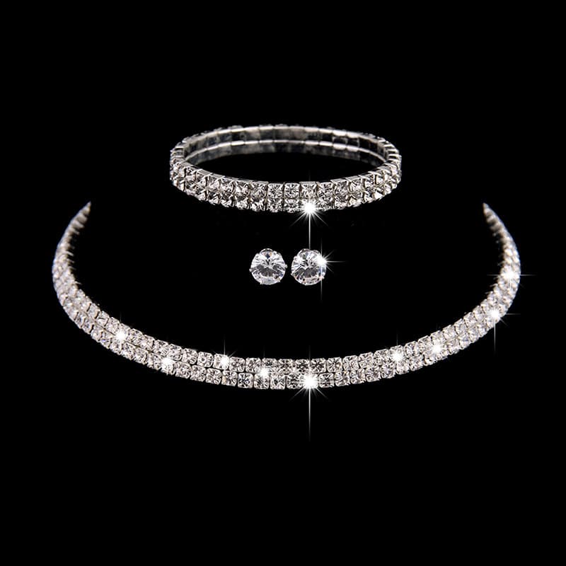 Juego de joyas nupciales tres piezas estilo europeo