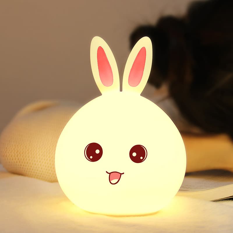 Lámpara Nocturna Conejo Silicona LED Táctil Multicolor