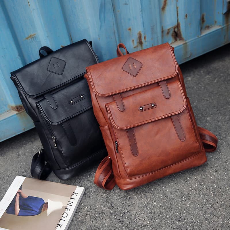 Mochila Retro de Cuero para Portátil