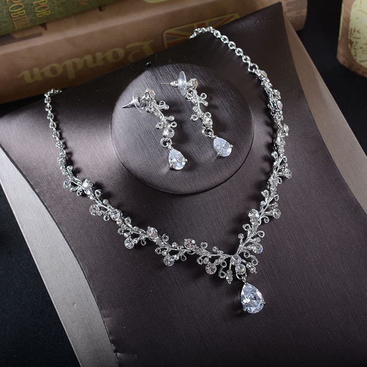 Juego de Joyería Nupcial Coreana con Rhinestones
