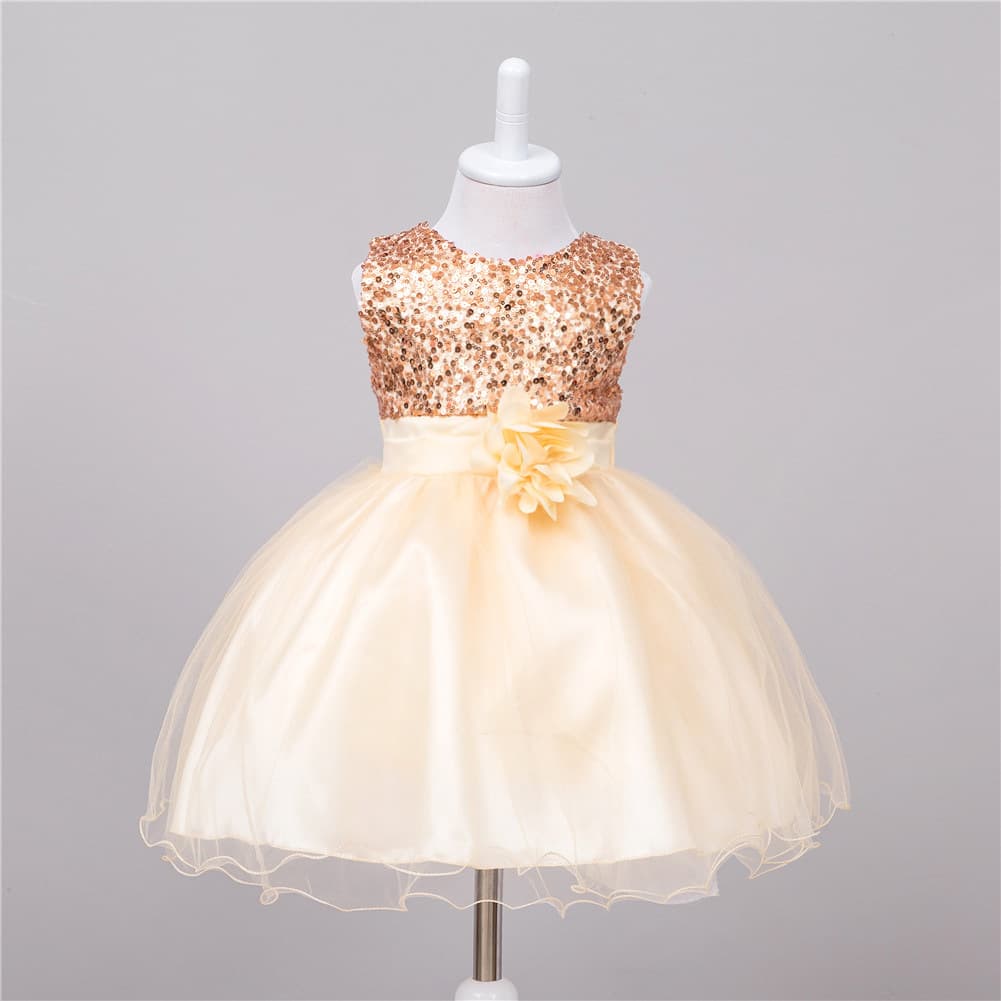 Vestido de Lentejuelas para Niña Flores Princesa