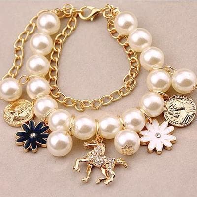 Pulsera de Flores con Perlas