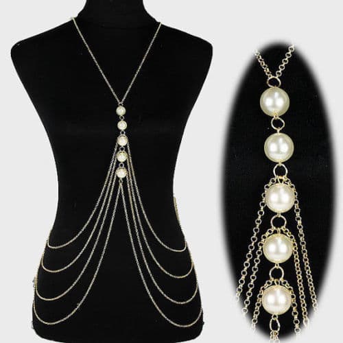 Cadena de cuerpo con perlas