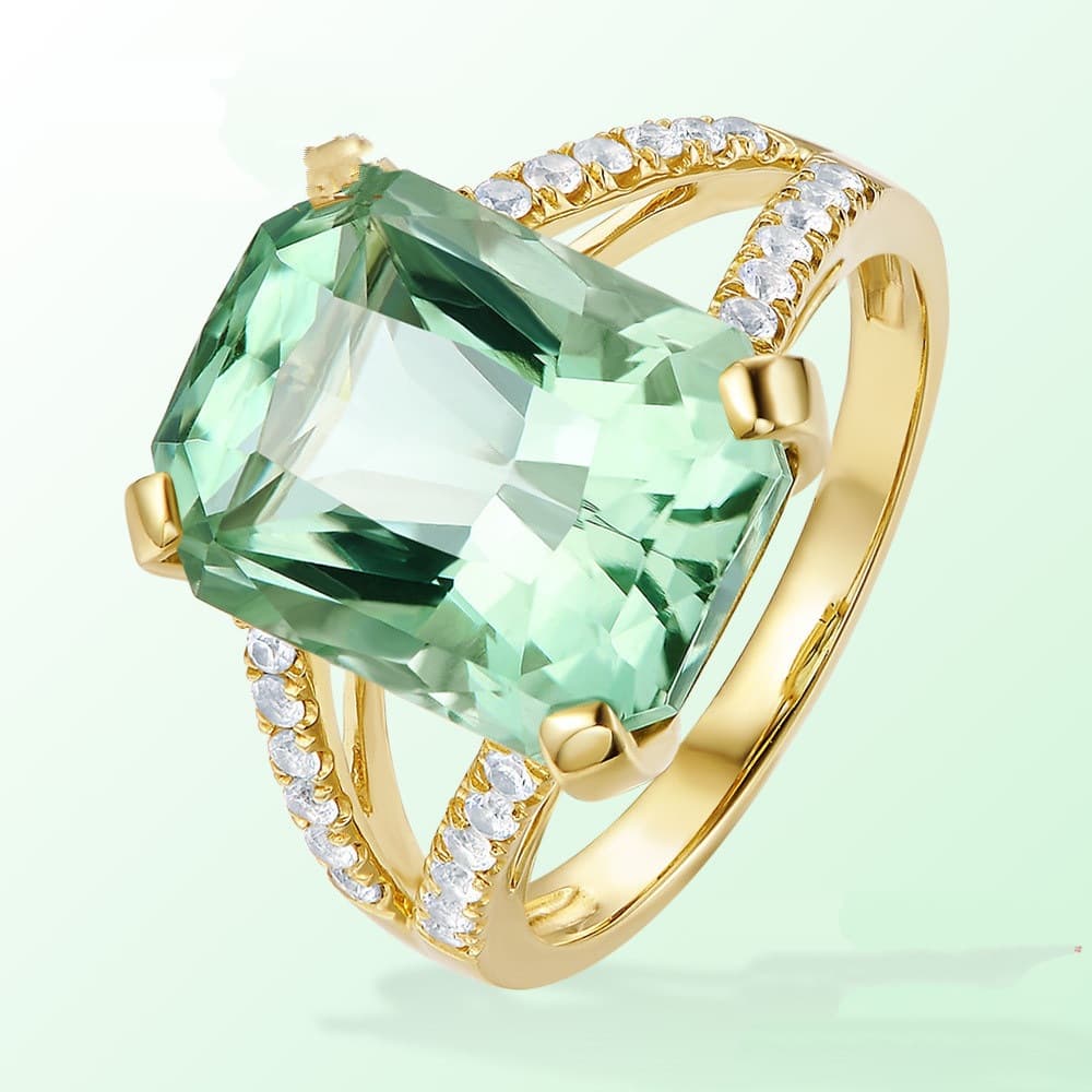 Anillo de Compromiso Turmalina Verde Mosaico
