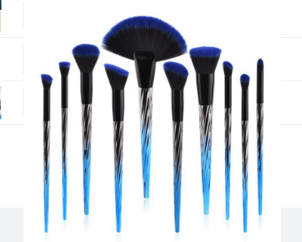 Set de 10 Brochas de Maquillaje Profesional Azul