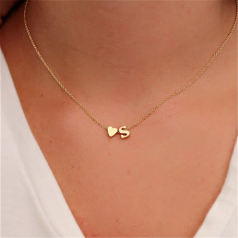 Collar Corazón Melocotón Cadena Clavícula