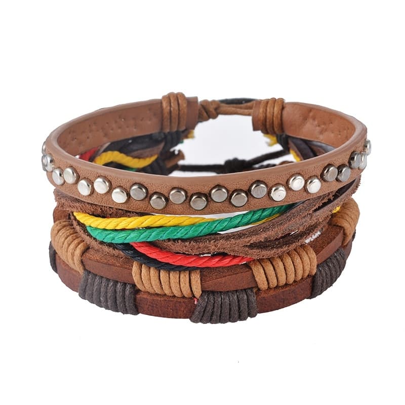 Pulsera Cuero Multilayer Punk Hombre y Mujer