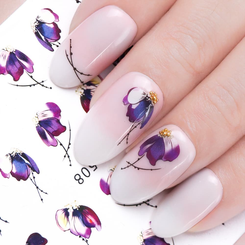 Pegatina de Transferencia para Uñas Mariposa y Flores