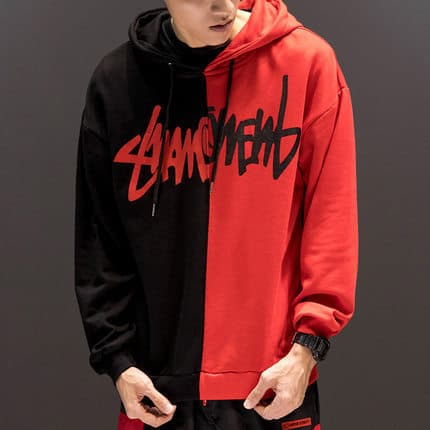 Sudadera con Capucha Patchwork Letras Unisex