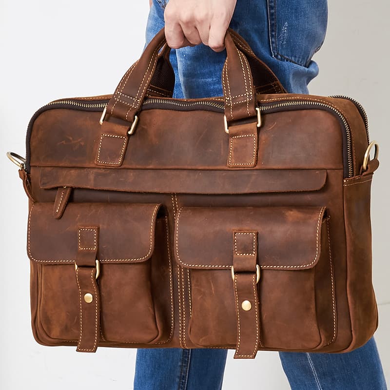 Maletín de Cuero Genuino para Hombre 15.6 Pulgadas