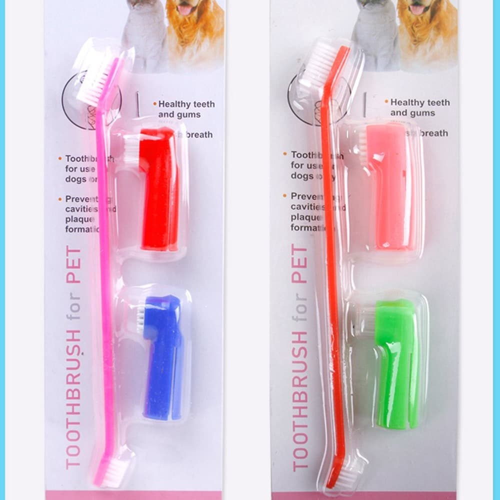 Set de Cepillos Dentales para Mascotas - Doble Cabezal