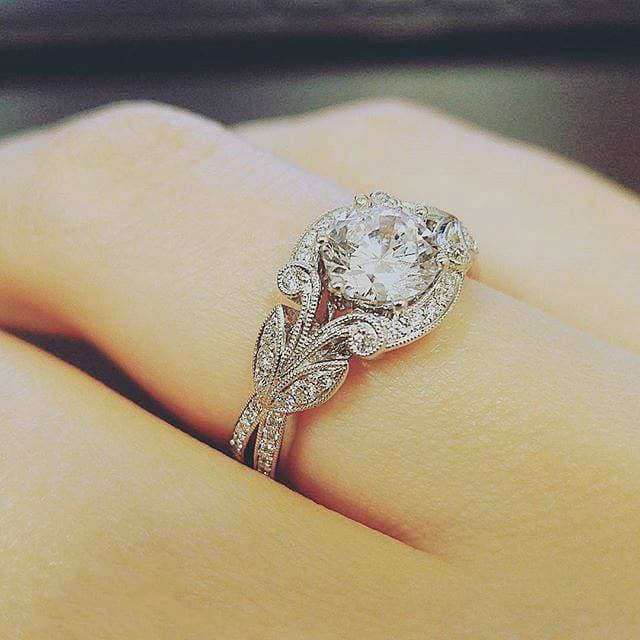 Anillo Princesa Diamante Hoja Árbol Compromiso
