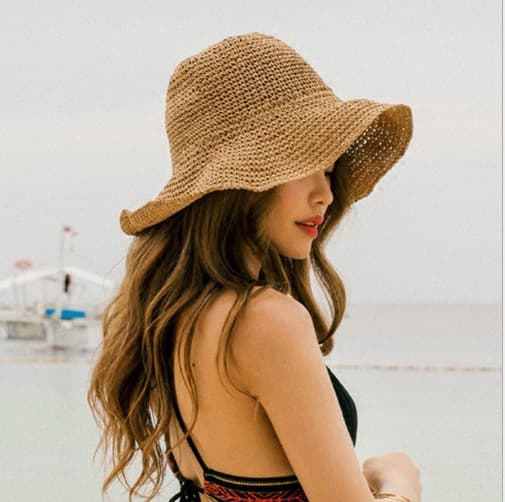 Sombrero de Paja Plegable para Mujer - Protección Solar