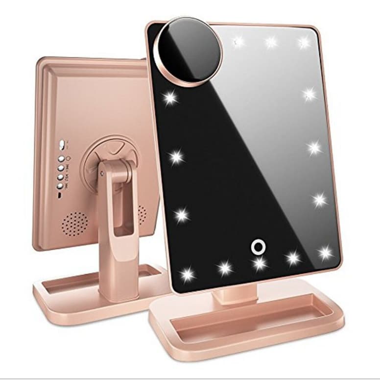 Espejo de Maquillaje LED con Altavoz Bluetooth y Aumento 10X