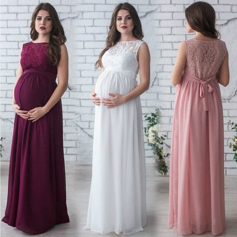 Vestido Premamá sin Mangas de Encaje