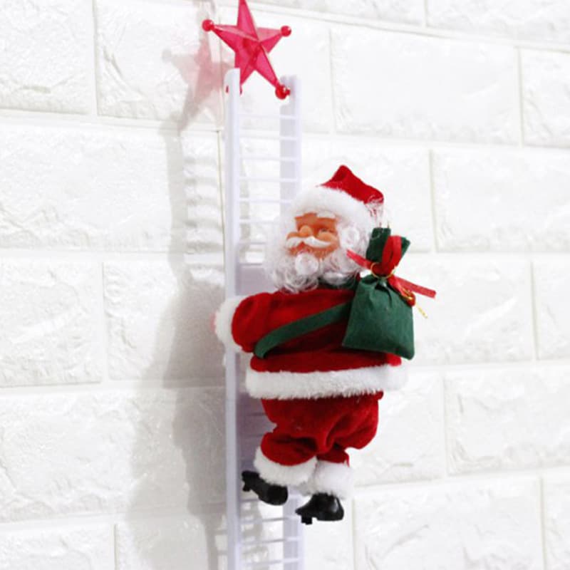 Papá Noel Escalador Eléctrico con Escalera Roja
