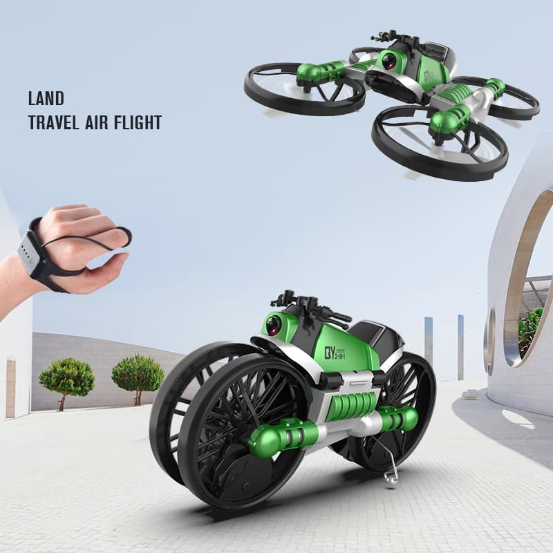 Dron FPV WiFi 2 en 1 Moto Helicóptero Plegable con Cámara