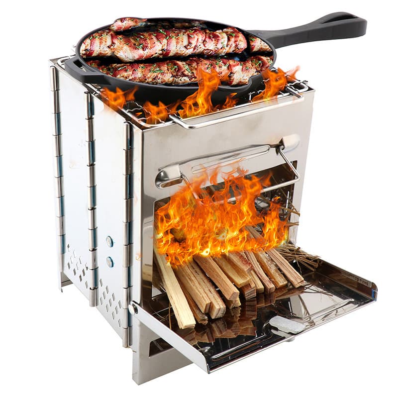 Estufa de Camping Portátil Plegable para Leña