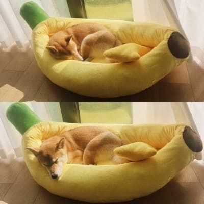 Cama Kennel para Mascotas en Forma de Plátano Lavable