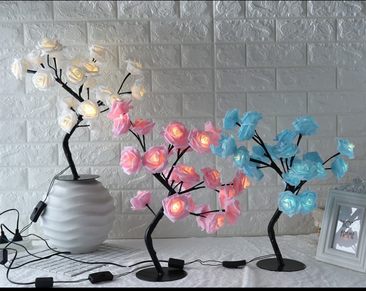 Lámpara de Mesa LED Árbol Decorativo Rosa