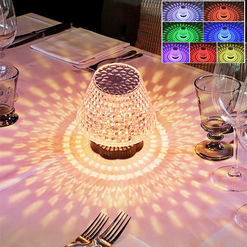 Lámpara de Mesa LED Crystal Diamond con Sensor Táctil USB