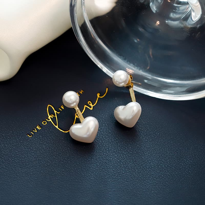 Pendientes de Perla con Diseño Minimalista Amor