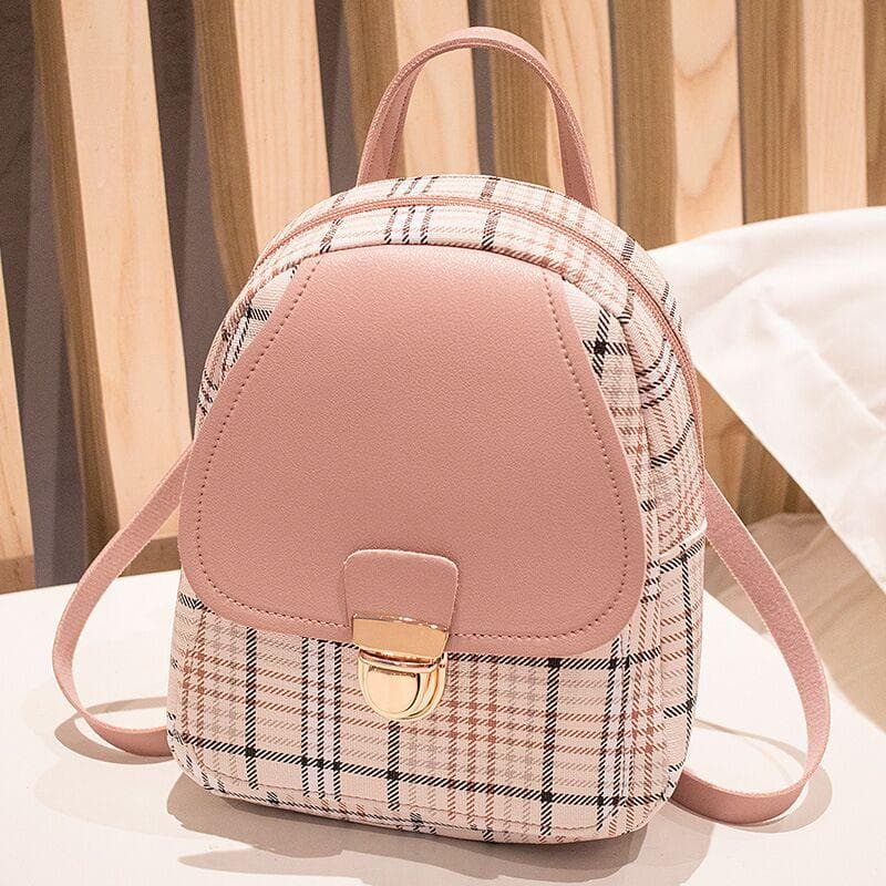 Mochila de Cuadros con Bandolera Pequeña y Monedero