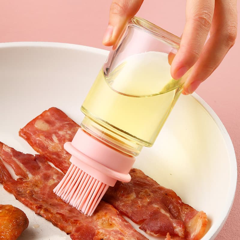 Botella dispensadora de aceite con pincel para barbacoa