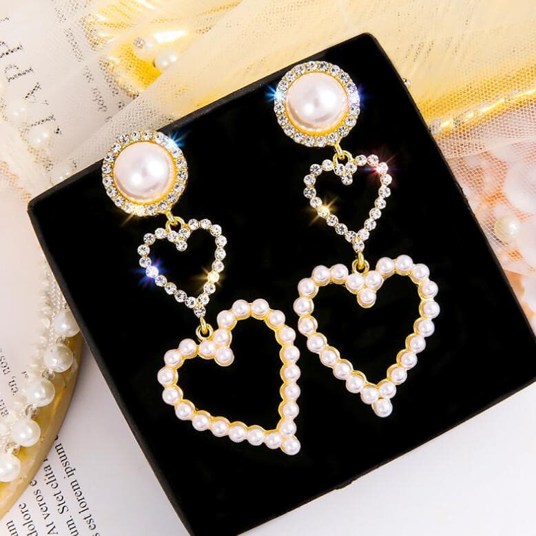Pendientes de Perla con Cristales Colgantes