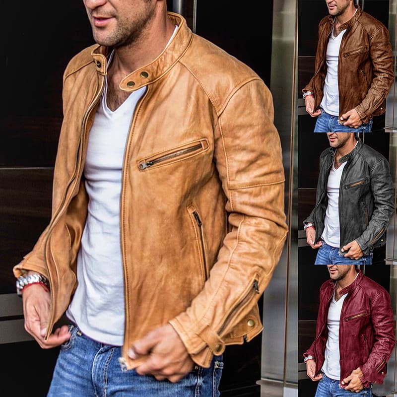 Chaqueta Motociclista Punk Piel Genuina Hombre