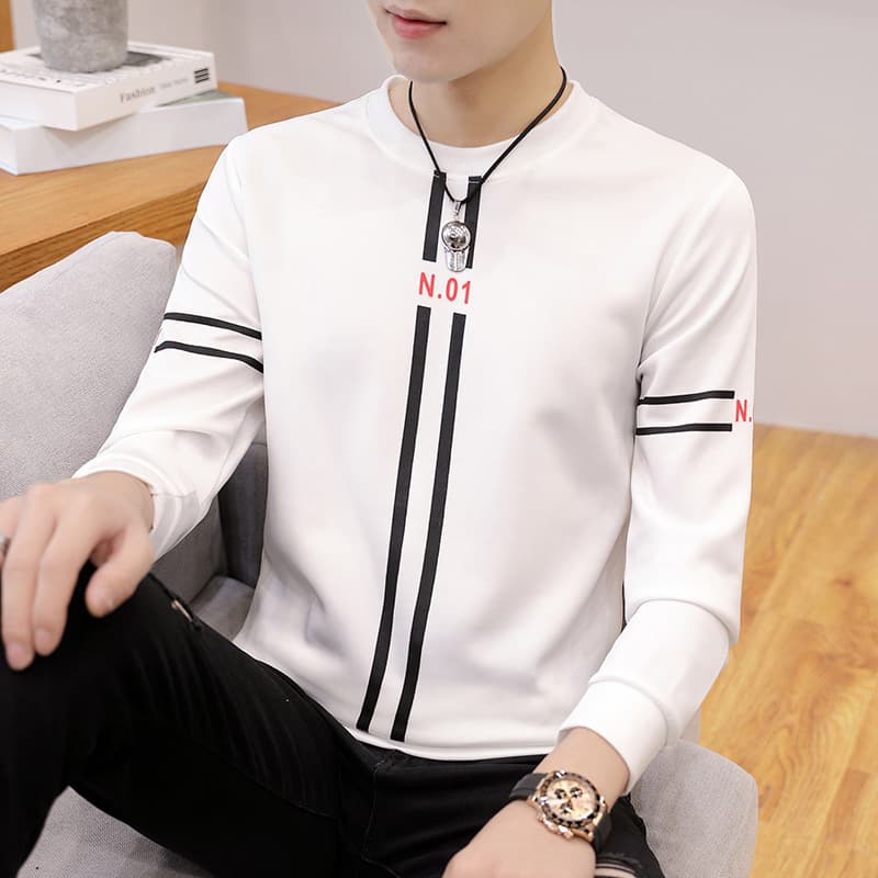 Camiseta Manga Larga Hombre Estampado Geométrico