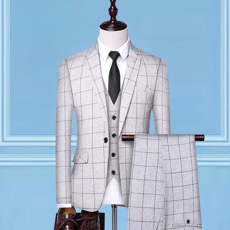 Traje de Hombre Cuadros Tres Piezas Profesional