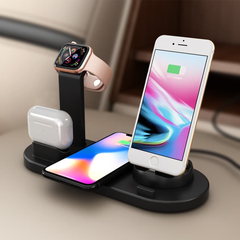 Cargador Inalámbrico 3 en 1 para Reloj, Auriculares y Móvil