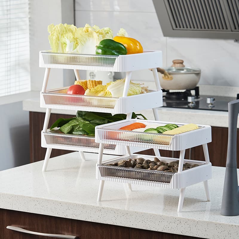 Estantería Plegable de Cocina con Cesta de Drenaje