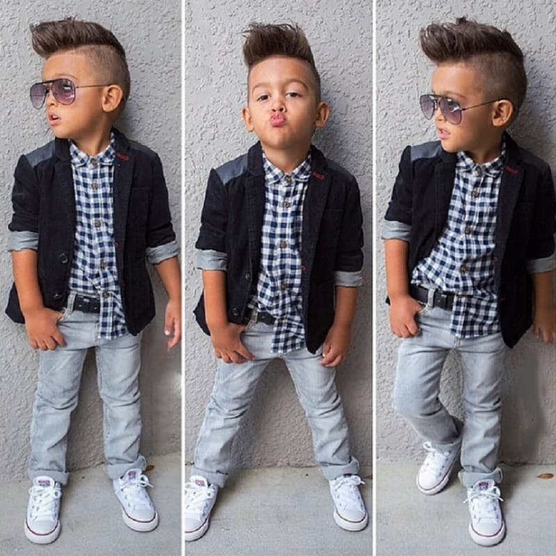 Conjunto formal para niño: chaqueta, camisa y vaqueros