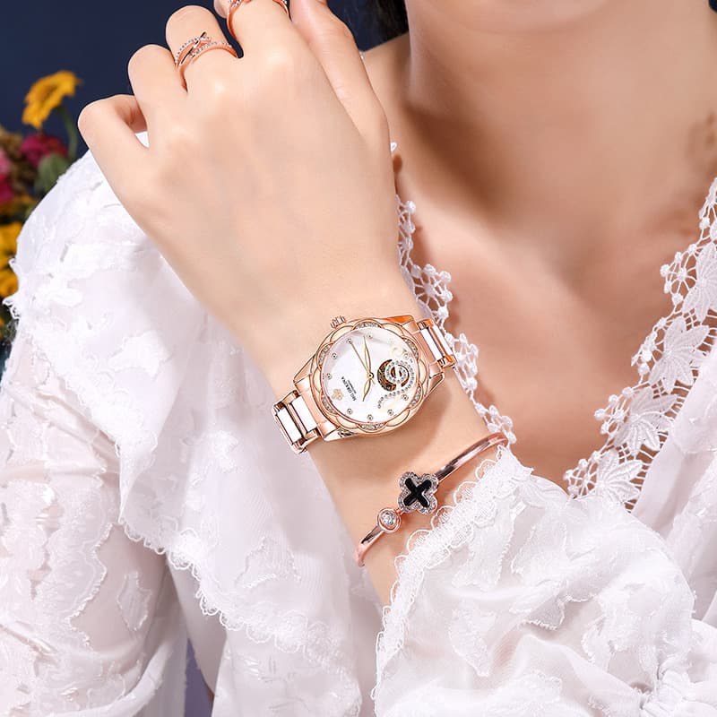 Reloj de Pulsera de Lujo para Mujer Cerámica y Acero