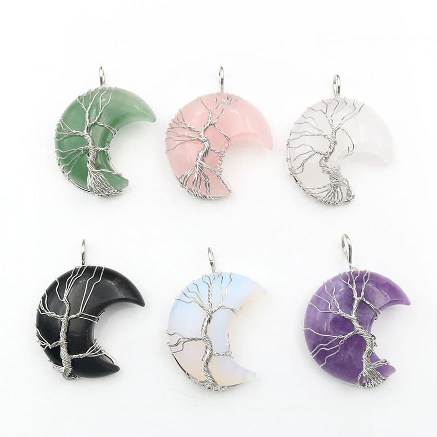 Collar Colgante Árbol de la Vida con Cristal Natural