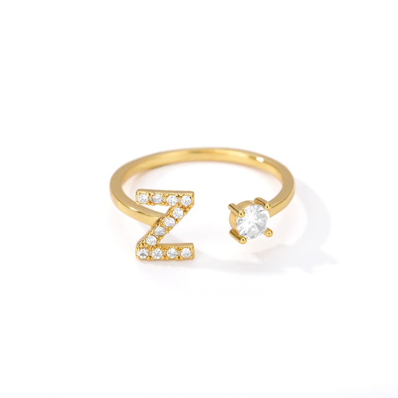Anillo Inicial Letra A-Z con Zirconia para Mujer
