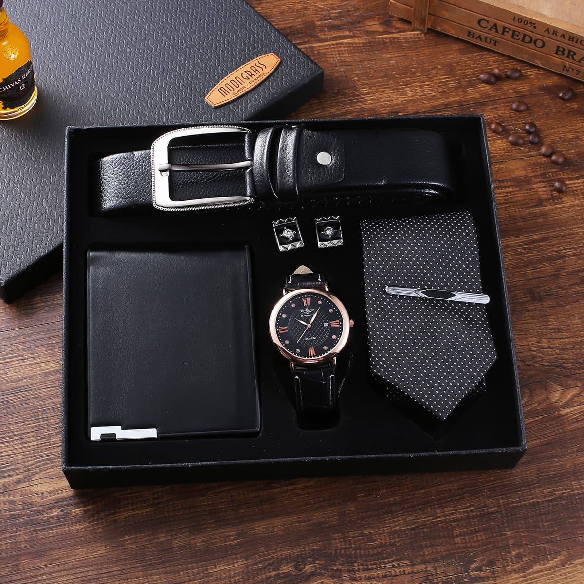Reloj de Cuarzo con Pulsera - Estuche Regalo para Hombre