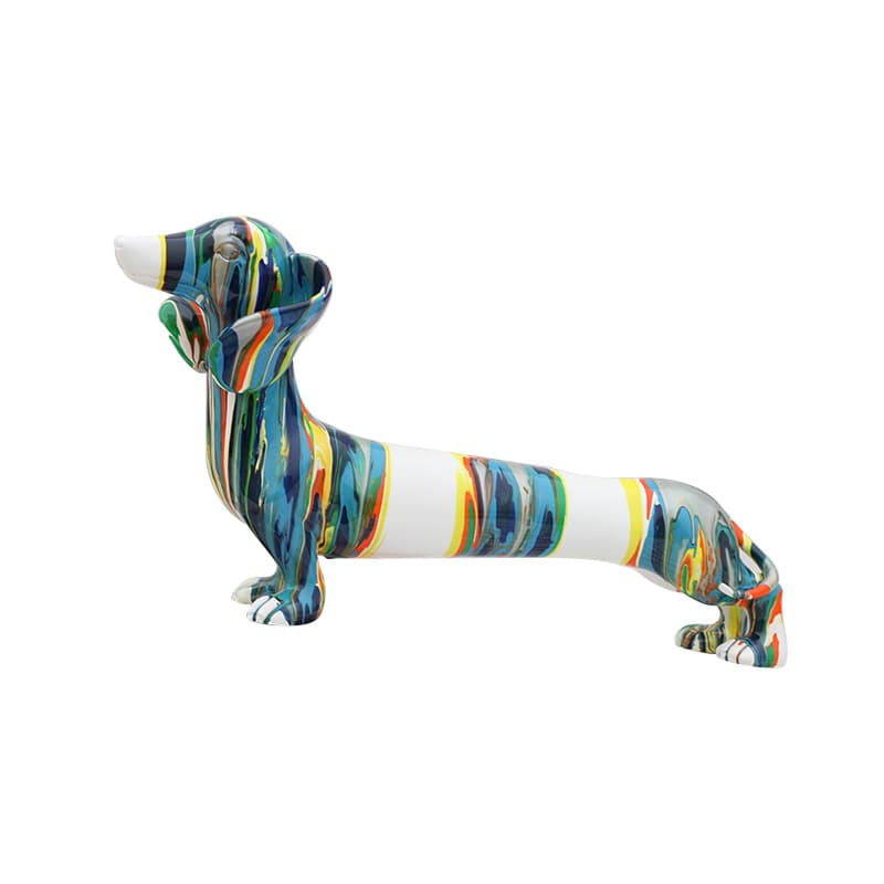 Figura de Resina Perro Salchicha Cartoon Colorido