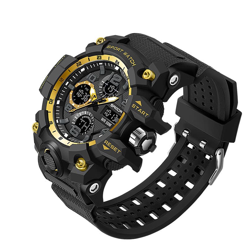 Reloj deportivo de cuarzo con doble pantalla para hombre